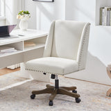 Upholstered Armless Office Chair Fabric Swivel Home Desk Chair with Wheels