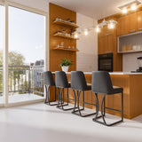 Ollega 24" Black Counter Height Bar Stools Set of 4, Button Tufted Back