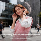 Active Noise Cancelling Ear Buds Wireless Bluetooth Headphones 80H Playtime Display Charging Case 50dB ANC Over Ear Hooks Earbuds with Hi-Res Sound Clear Calls for Sports Running Gym Workout Rose Gold