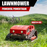 Lawn Mower, Remote Control Lawn Mower, Small Crawler Oil-Electric Hybrid Four-Wheel Drive Lawn Mowing and Weed Whacker