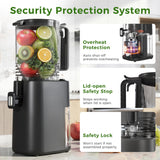 Cold Press Juicer, 5.5inch Wide Feed Chute Slow Juicer Machine, Masticating Juicer for Whole Vegetables & Fruits, Black