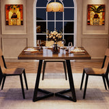 Tribesigns Square Dining Table Set of 4, 31.5" Industrial Dinner Table with Metal Base, Kitchen Table for Dining Room, Small Space, Apartment, Rustic Brown & Black (Chairs are not Included)
