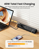 SURAIELEC Desk Clamp Power Strip with 5 Outlets, 4 PD 20W USB-C & 2 USB-A