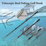 Dutiplus Telescopic Fish Gaff with Stainless Sea Fishing Spear Sharp Hook Tackle, Non-Slip Handle Thickened Aluminium Alloy Pole for Saltwater Offshore Ice Tool