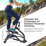 Sunny Health & Fitness 16.9-Inch Mountain Climb Stair Stepper with Handlebar, SunnyFit App Trainer-Led Workouts, Low-Impact Full-Body Cardio, Compact Folding Design - SF-S021001