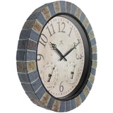 Infinity Instruments Aztec Indoor-Outdoor Wall Clock, Faux Stone, 18 Inch