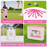 Funny Golf Gift Set for Women – Golf Accessories with 12oz Wine Tumbler, Club Brush, Divot Tool, Towel, Hat Clip & More