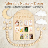 DegoCython Baby First Year Photo Board, Natural Wood, 16x12 Inches, Monthly Photo Display, Modern Farmhouse Style, Arch Shape, Tabletop Frame, Baby Photo Display, 12 Photo Slots