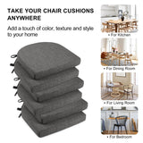 Wellsin Chair Cushions for Dining Chairs 6 Pack - Kitchen Chair Cushions with Ties and Non-Slip Backing