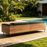 NessCarsti Outdoor Patio Sofa 4 Person 106.3" PU Leather Couch,Black