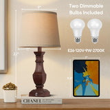 ROTTOGOON Dimmable Table Lamps Set of 2, Rustic Farmhouse Table Lamps for Living Room Bedroom, Bedside Desk Lamps for end Tables, Touch Lamps for nightstand, 9W Bulbs Included, 22", Antique Red