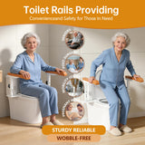 Simple Project 15.7" Toilet Safety Rails for Seniors, Flipped 90°＆Adjust Heigh Toilet Seat Handle, Super Sturdy 500LBS Toilet Safety Frame for Disabled or Mobility Issues, Grab Bars Arms(Brown)
