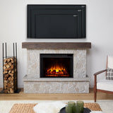 Real Flame Odette 64" Grand Electric Fireplace, Natural Look of Stacked Stone, Replaceable Fireplace Insert Heater, Realistic Log and Flame Effect, Remote Control, Timer (Natural Stone)
