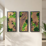 Set of 3 Wood and Moss Wall Art, Large Natural Greenery Statement Decor, Rustic Framed Forest Panels for Bedroom, Biophilic Gallery Wall Display