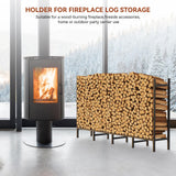 Outdoor Indoor Firewood Storage Holder with Cover, Heavy Duty Metal Log Stacker Rack with Weather Resistant 600D Oxford Fabric Cover, Wood Pile Storage Carrier Organizer Stand for Fireplace, Black