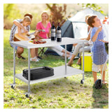 MXL&LJB Stainless Steel Cart Work Table - Heavy Duty Rolling Food Prep Metal Utility On Wheels Caster, Grill Stand Microwave Outdoor Kitchen Tables Countertop(90x55x83cm)