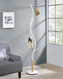 Furniture Arles Metal Standing Coat Rack, One Size, White Roundhill Furniture