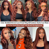 Aicrelery 13x6 Body Wave Lace Front Wigs Human Hair 20 Inch 13x6 Reddish Brown Lace Front Wigs Human Hair 34 Inch