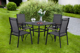 MFSTUDIO 5 Piece Patio Dining Set, Metal Table & Aluminum Chairs, Grey