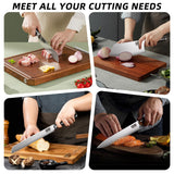 MDHAND Chef Knife Set with Roll Bag, 10PCS Professional Knife Set with Sharpener, High Carbon Stainless Steel Japanese Kitchen Knives - Black Pakkawood Handle, Dishwasher Safe, For Cooking, Chef Gifts