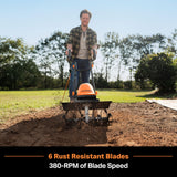 LawnMaster TE1318W1 Corded Electric Tiller 13.5-Amp 18-Inch Orange