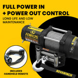 Novawinch Fenix 2500 Wire Cable Winch - 2500 lb Electric Winch 12 Volt - ATV UTV Pulling Winch - Steel Wire Rope with 4 Way Roller Fairlead - 3 Stage Planetary Gearbox - Mechanical Load Holding Brake