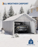 GarveeLife 11'x20'x9' Vertical Roof Metal Carport, Enclosed Car Ports with Heavy Duty Steel Frame, for All-Weather, for Full-Size Pickup Trucks, Boats, and Tractors
