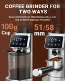 AMZCHEF Coffee Grinder, Coffee Bean Grinder for Home Use with Precise Grinding, LED Control Panel, Detachable Funnel Stand, Anti-static Design, 48 Grind Settings, Silver