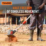 Cordless Tiller for Gardening 360 RPM Rototiller TH4000 Cultivator TaskStar Electric Garden Tiller Battery Powered Total 4000mAh
