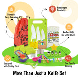 40-Pcs Kids Knife Set for Real Cooking, Toddler Cooking Set Montessori with Recipes Book, Toddler Kitchen Tools, Kids Cooking Sets Real - Cutting Board and Knife Set