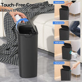 FRESHLIX 5 Gallon Motion Sensor Bathroom Automatic Trash Can with Lid (5 Gallon Black)