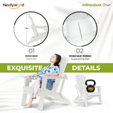 nevilywood Folding Adirondack Chairs Set of 4, HDPE Cup Holders, White