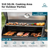 MFSTUDIO 4 Burners Propane Gas Grill and Griddle Combo with Side Burner, 2 in 1 Griddle Grill and Porcelain-Enameled Cast Iron Grates, Black