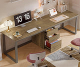 Tribesigns 78.7'' 2 Person Computer Desk with 3 Drawers, Extra Long Double Office Desk with Storage, Modern Dual Study Writing Table Workstation for Home Office, Rustic Brown