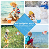 Kids Fishing Net, 2 Pack Telescopic Fishing Landing Net with Aluminum Pole Handle for Kids, Collapsible Bucket Kids Sand Pail, Fishing Net Butterfly Nets for Kids, Outdoor Playing, Red