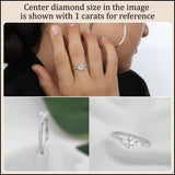ALLORYA Three Stone Studded Shank Engagement Ring for Her with 0.53 ct Lab Grown White Diamond (Center Round 1/4 ct. & Pear 0.09 ct) in 925 Sterling Silver Size 5.5