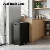 Aptliton 16 Gallon Black Dual Compartment Kitchen Trash Can & Recycling Bin