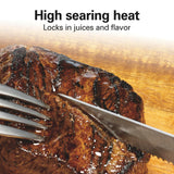 Hamilton Beach Electric Indoor Searing Grill with Adjustable Temperature Control to 450F, 118 sq. in. Surface Serves 6, PFAS-Free Removable Nonstick Grate, Stainless Steel (25360)