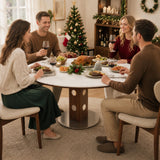 Extendable Dining Table for 6, Modern Dining Table with Leaf, Round White