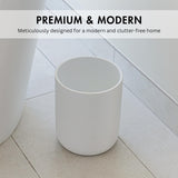 DESIGN Matte White Round Compact Trash Can Mini, 2 Gallons / 7.5L Garbage Bin