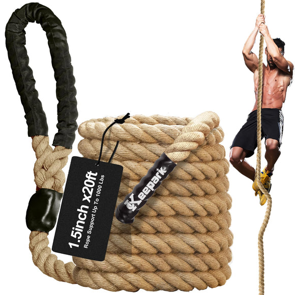 Keepark Climbing Rope, 1.5 Inch Diameter 20FT Length Gym Climbing Rope for Fitness & Strength Training, Workout Climbing Rope for Adults Kids with Climbing Exercises & Home Workouts Keepark