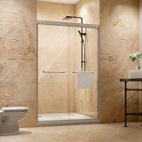 AMAPO Shower Door Double Sliding 48in.W x 72in.H Semi-Frameless Shower Doors,1/4 inch Clear Tempered Glass Door for Walk-in Shower, Brushed Nickel