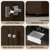 DELUXE LIVING 48 Inch Bathroom Vanity with Sink, Dark Brown