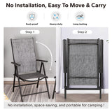 MFSTUDIO 5 Piece Patio Dining Set, Square Table & Grey Folding Chairs