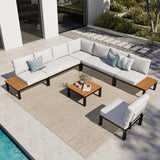 MFSTUDIO 8-Seat Metal Patio Sofa Sectional Set with Gray Cushions