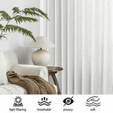 Macochico 150”Wx96”L Pinch Pleated Sliding Door Curtains with Hooks and Tieback, Natural Linen Drapes for Patio Doors Living Room Bedroom Home Office Divider with Tieback, White, 1 Panel