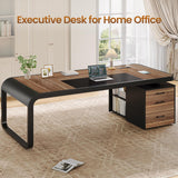 Itaar 70.9" Executive Desk, Large Computer Desk with Drawers and Lateral File Cabinet, Office Desk with Removable Shelves