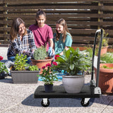 S AFSTAR Folding Platform Truck, Push Cart Dolly with 360° Swivel Wheels & 440lb Weight Capacity, Moving Hand Truck, Foldable Flatbed Cart, Push Cart Dolly for Loading and Easy Storage (28" x 19") S AFSTAR