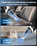 BRL Handheld Vacuum Cordless, Car Vacuum Cleaner with Powerful Suction, 2 Modes Mini Hand Vacuum, Dry & Wet, LED Light, Portable Vacuum for Car Pet Hair, Home, Office, Keyboards White Sliver