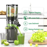Cold Press Juicer, 6.5" Extra Wide Feed Chute Juicer Machines, 350W Slow Juicer Machines with High Juice Yield for Whole Vegetables & Fruits, BPA Free (Titanium Gray)